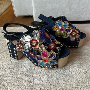 Jeffry Campbell Flower Sequins Platform Heels